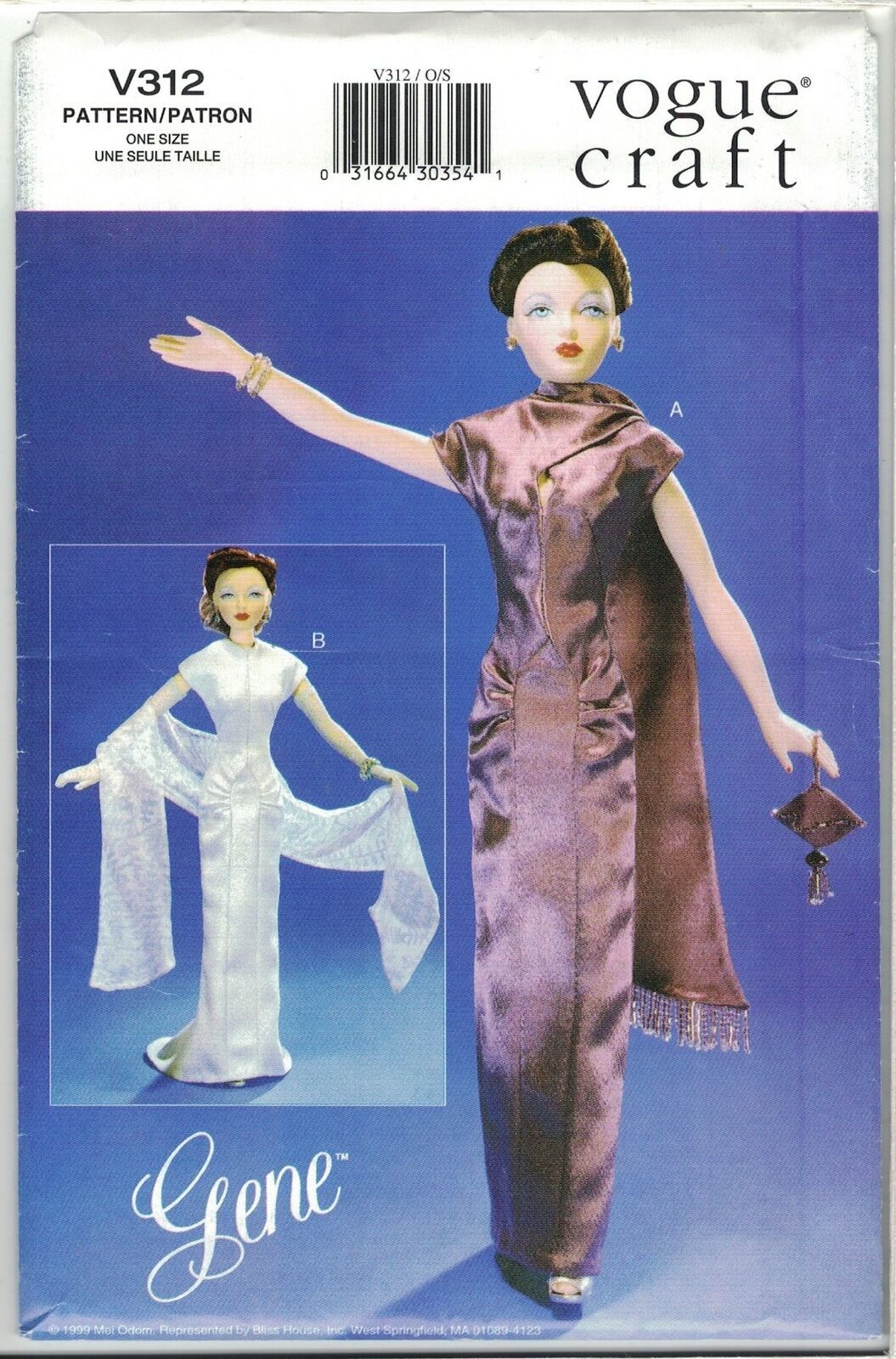 Vogue 312 7106 688 Gene 1940s Evening Gown Dress Fashion Doll Clothes Pattern UC - £11.55 GBP