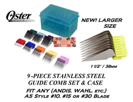 OSTER 9 pc STAINLESS STEEL GUIDE Blade COMB SET*Fit A5,A6,GOLDEN,TURBO C... - $84.99