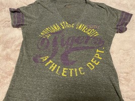 womens LSU Tigers shirt football Purple/Gold Distressed - £13.44 GBP