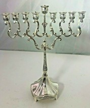 Judaica Hanukkah Menorah 9 Candles Silver Chrome Colored 8&quot; Small + BONUS - £16.01 GBP