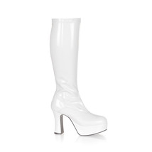 FINAL SALE 4&quot; Chunky Heel White Patent Platform Gogo Costume Knee High B... - $59.95