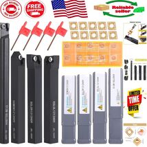 14Pcs  Metal Lathe Cutting Tools with 10 Carbide Inserts for Precision - $847.82 MXN