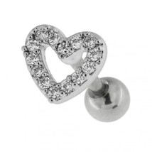 Surgical Steel Micro CZ Tiny Heart Screw Back Cartilage Helix Piercing Ear Stud - £31.83 GBP