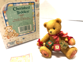 Cherished Teddies JOY Bear Holding Joy Blocks Figurine - $14.85