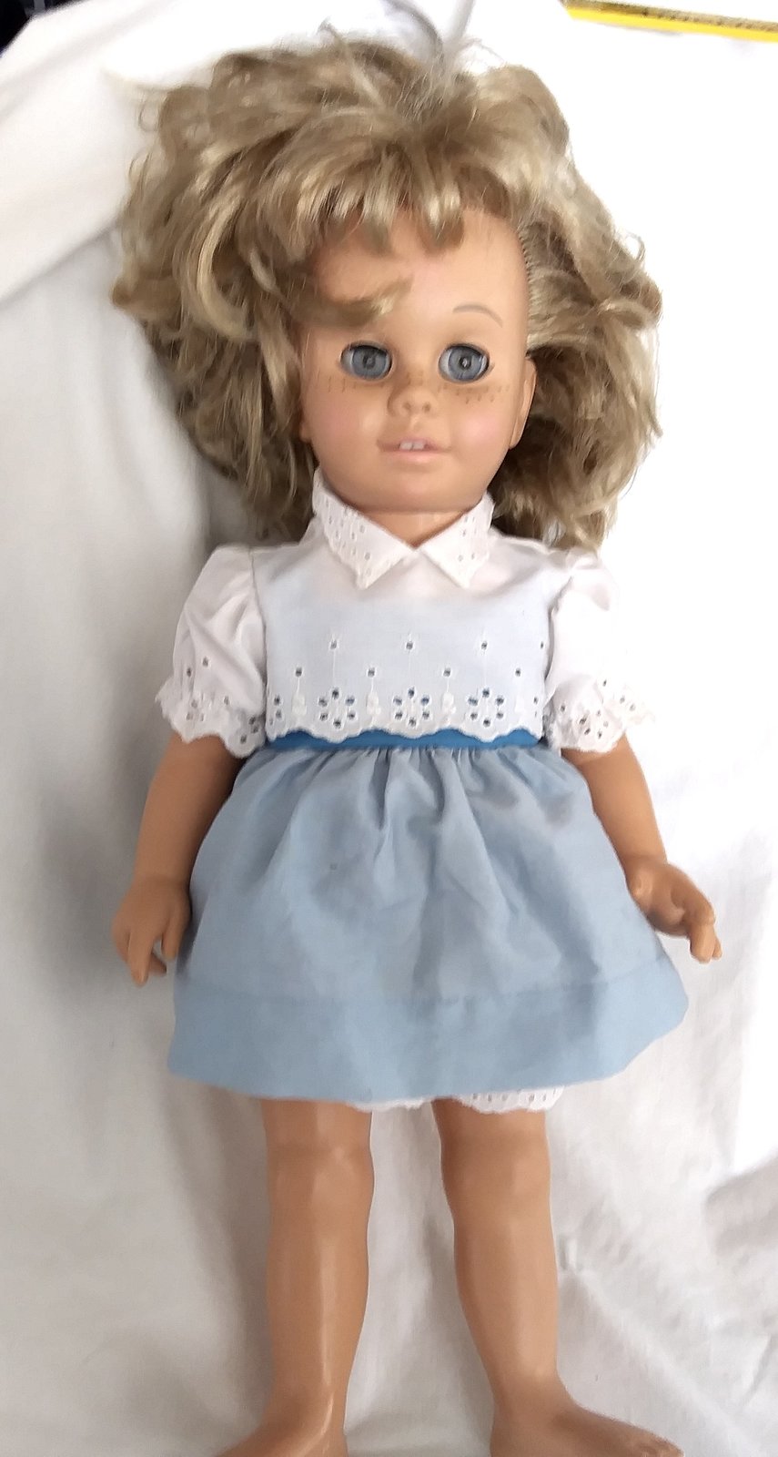  1998 Reproduction Mattel Blond Chatty Cathy Blue Sundress works - £31.92 GBP