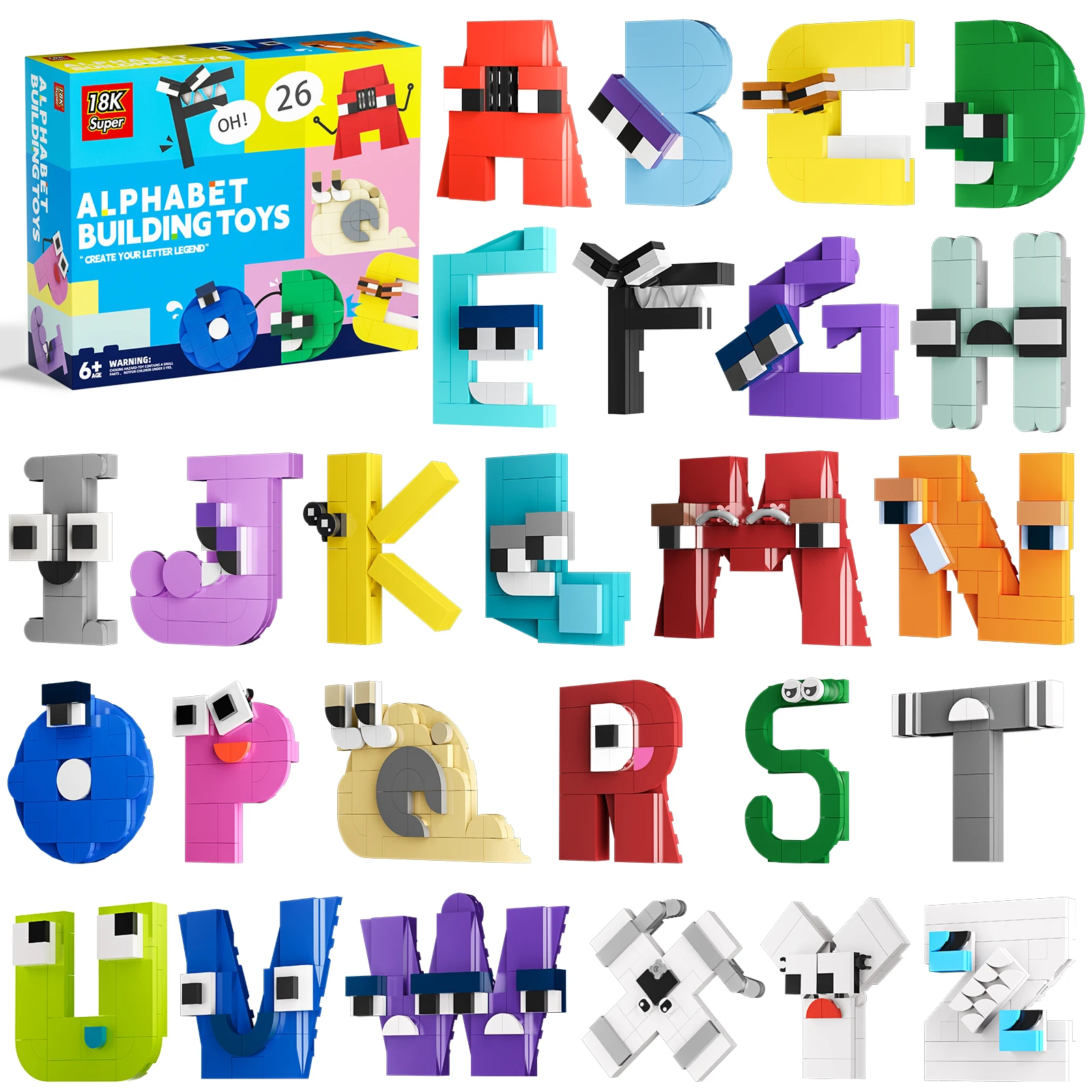 Alphabet Building Blocks Set, 26 A-Z Alphabets Education Toys ABC Letters - £62.42 GBP