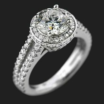 14k White Gold Plated 1.50Ct Real Moissanite Vintage Style Engagement Ring Women - £109.82 GBP