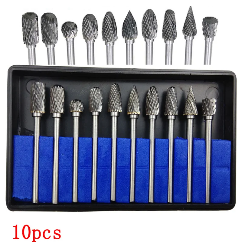 House Home 10Pcs 1/8&quot; Shank Tungsten Carbide Milling Cutter Rotary brocas com es - £28.77 GBP