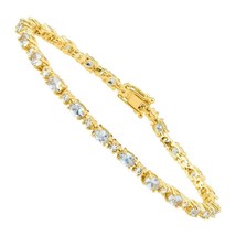 6.00ct Oval Cut Cubic Zirconia Solitaire Tennis Bracelet 7.5in 14K Gold Plated - £75.72 GBP
