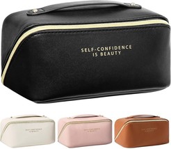 Makeup Bag - Make up Bag for Women, Travel Makeup Bag with Divider (Black) - £10.22 GBP