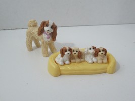 Fisher Price Loving Family Dollhouse Pets Dog Cocker Spaniel Mom Puppies bed lot - $19.79