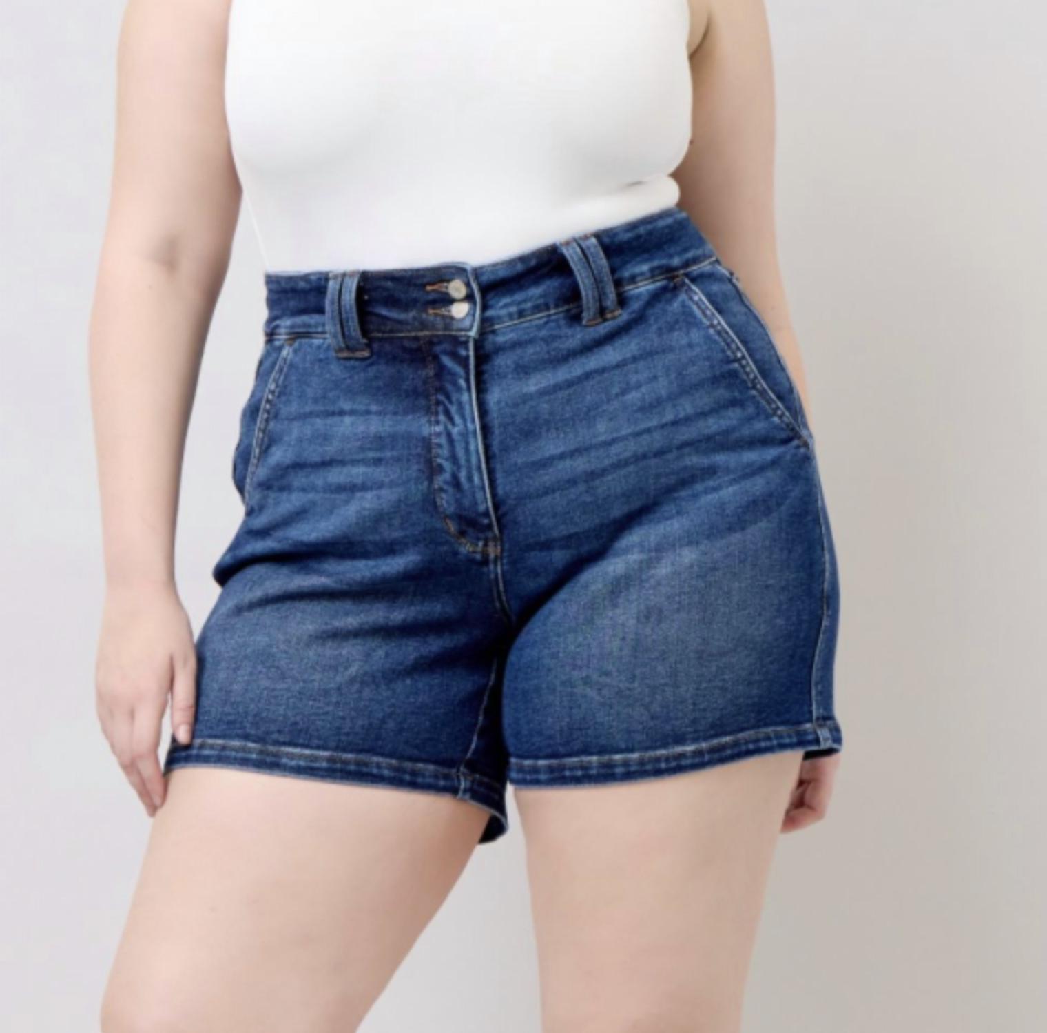 Judy Blue double button waistband shorts Blue - £33.90 GBP