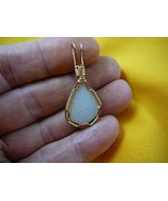 (O-210) White green red opal gold wired PENDANT Australia opals - $225.32