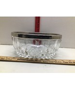 Glass Diamond Pattern 10&quot; Bowl Vintage Heavy Clear  with Silver Color Me... - $332.02 MXN