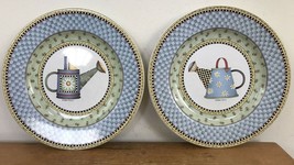 Pair 2 Vtg 1999 Sakura Debbie Mumm Watering Can Salad Bread Dessert Plat... - £23.91 GBP