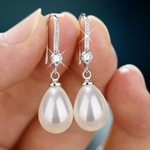 Exquisite Fashion Silver Color Water Imitation s Drop Earrings for Women Shiny R - £7.80 GBP