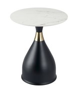 LeisureMod Modern Black Round End Table with Sintered Stone Top  Side A... - $1,801.48 MXN