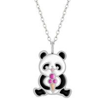 Panda Holding Ice Cream Necklace 925 Silver Sterling - £14.70 GBP