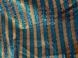 Gold Turquoise 14 Ft X 50 In Metallic Lame Fabric For Events Prom Backdrop Dress - £20.04 GBP