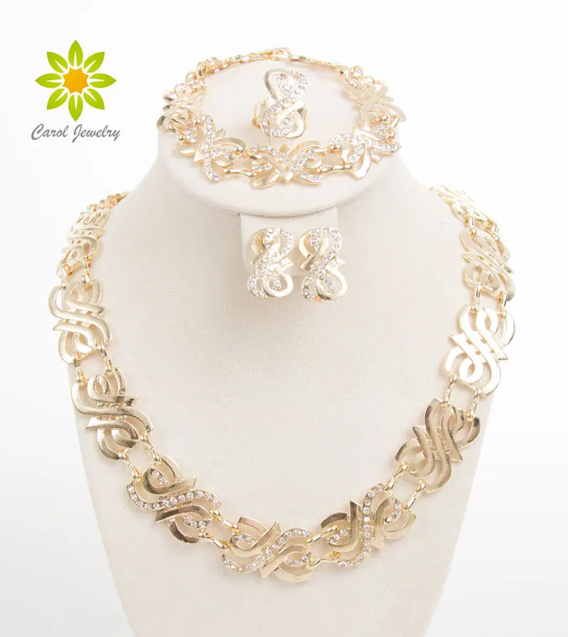 Fashion Jewelry Sets For Women Wedding Bridal Party Crystal Gold Color Fine Stat - £19.17 GBP