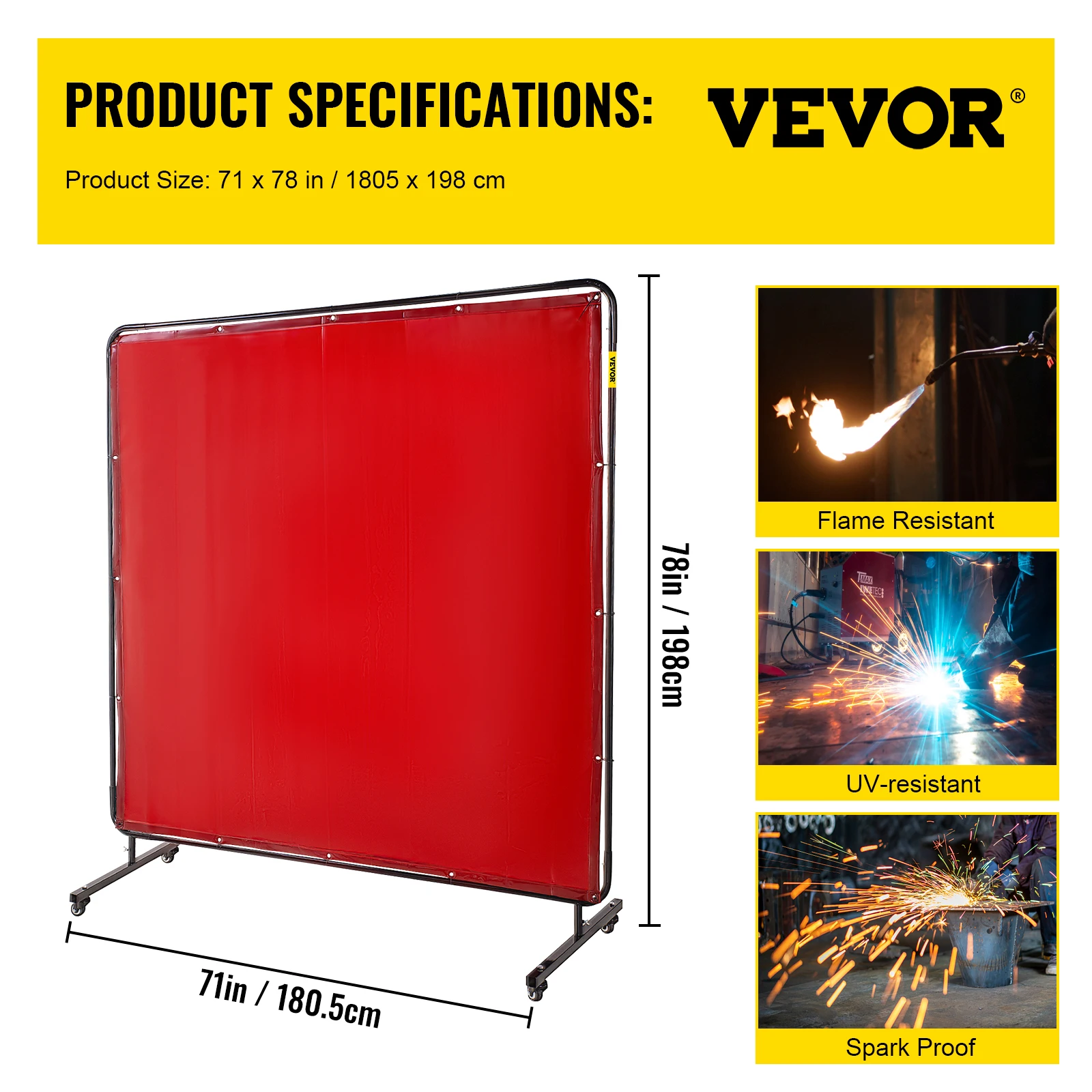 VEVOR Welding Curtain Screen 1 or 3 Panel Flame Retardant Fire Proof Blanket Mob - £148.12 GBP