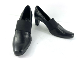 Vaneli Heels Women 9.5 M Shoes Black Leather Elastic Band Slip On Casual... - $24.57