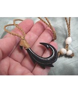 (#MA-07-B) MAORI style FISH HOOK BLACK horn detailed PENDANT Jewelry Nec... - £30.70 GBP