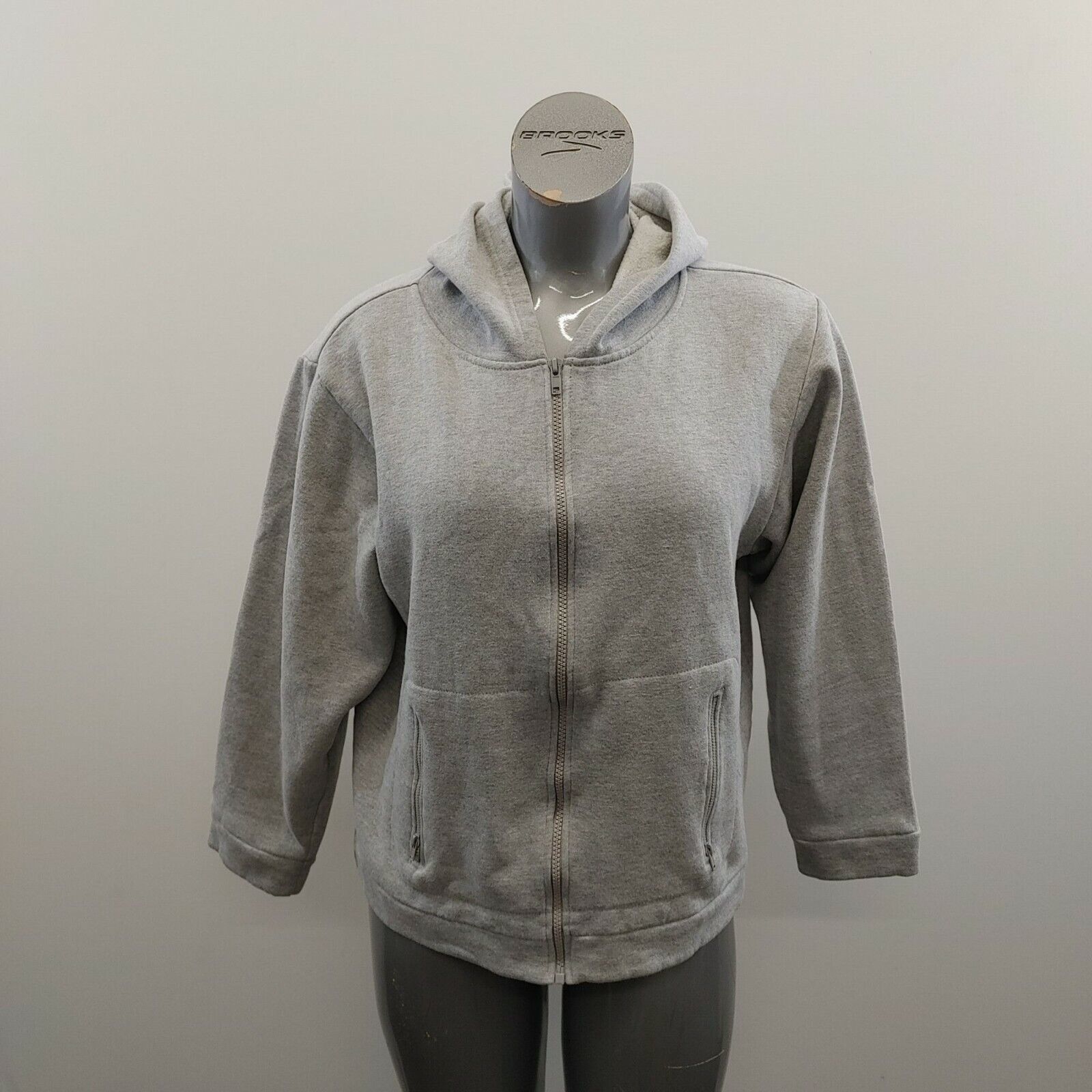 Sportek Full Zip Hoodie Women&#39;s Size Large Cotton Blend Gray Long Sleeve - $7.92