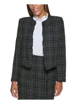 MSRP $139 Calvin Klein Tweed Open Front Jacket Black Size 10 - £23.92 GBP