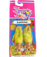 Treasure Trolls Pierced Earrings New 1991  1&quot; Ace Novelty Yellow  - £6.65 GBP