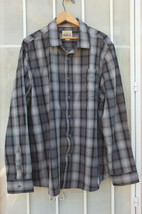 Roebuck &amp; Co ~ Sz Xxl Long Sleeve Gray Plaid Cotton/Poly Men&#39;s Shirt ~ Free Ship - £19.97 GBP