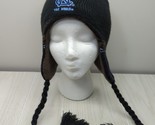 UNC Tar heels Winter Knit Hat Ear Flaps Ties &amp; Tassels Pom Pom Gray NC b... - $14.84