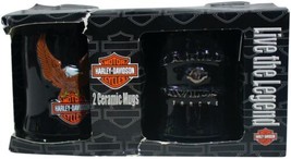 Harley Davidson 2x Ceramic Coffee Mug Set Motorcycle Vtg 2001 New In Open Box! - £42.04 GBP