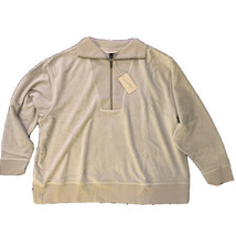 Universal Thread Light Gray Cream Velvety Quarter Zip Sweatshirt Pullove... - £15.83 GBP