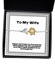 Cool Wife Sunflower Bracelet, Happy Birthday to The Woman who Makes My Life Comp - £39.52 GBP