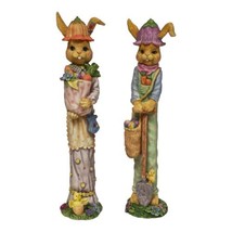 VTG Anthropomorphic Bunnies Figurines Gardening Shopping Retro Kitsch Rabbits - £14.06 GBP