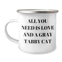 Gray Tabby Cat Love Camping Mug, Gifts from Men to Women Friends Family for Chri - £19.31 GBP