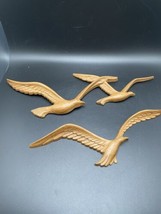 Vintage 80&#39;s Homco Syroco Faux Wood Sea Gulls Wall Art Hanging Decoration - £18.60 GBP