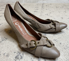 Jeffrey Campbell Depoe Bay Grey leather pumps buckle details heels Size ... - $26.72