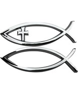 3D Car Chrome Decal Sticker Cross God FISH Jesus Christian Faith Symbol ... - $9.14 CAD+