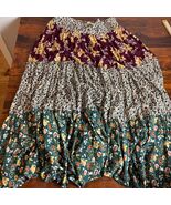 Natural Life Floral Patchwork Tiered Maxi Skirt Smocked Waist SKRT265 La... - $51.48