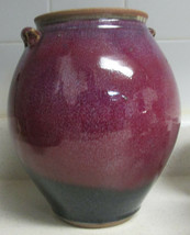 Ceramic Drip Glazed Blue And Red Pottery Vase Signed - £59.23 GBP