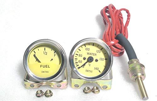 Smiths Replica Temp Fuel Gauge Yellow Face wih chrome Bezel - $44.55