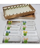 Vintage 1950 Eight Glass Place Cards Floral Party Vintage in Box - $33.00