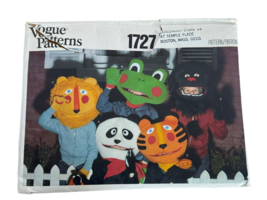 Vogue Sewing Pattern 1727 Lion Frog Panda Tiger Gorilla Masks Glove Costumes - £7.98 GBP