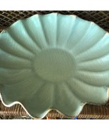 VTG Turquoise Ceramic Glazed Display Bowl Tray Scalloped Ruffled Edge Go... - $57.44 CAD