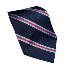 Roundtree &amp; Yorke Blue Red Striped Tie Necktie Silk 4 Inch 59 Long - £7.75 GBP