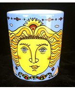 Vintage Konitz Coffee Mug Moon Face Flowing Hair Orange Yellow Pyramids ... - $150.34 MXN