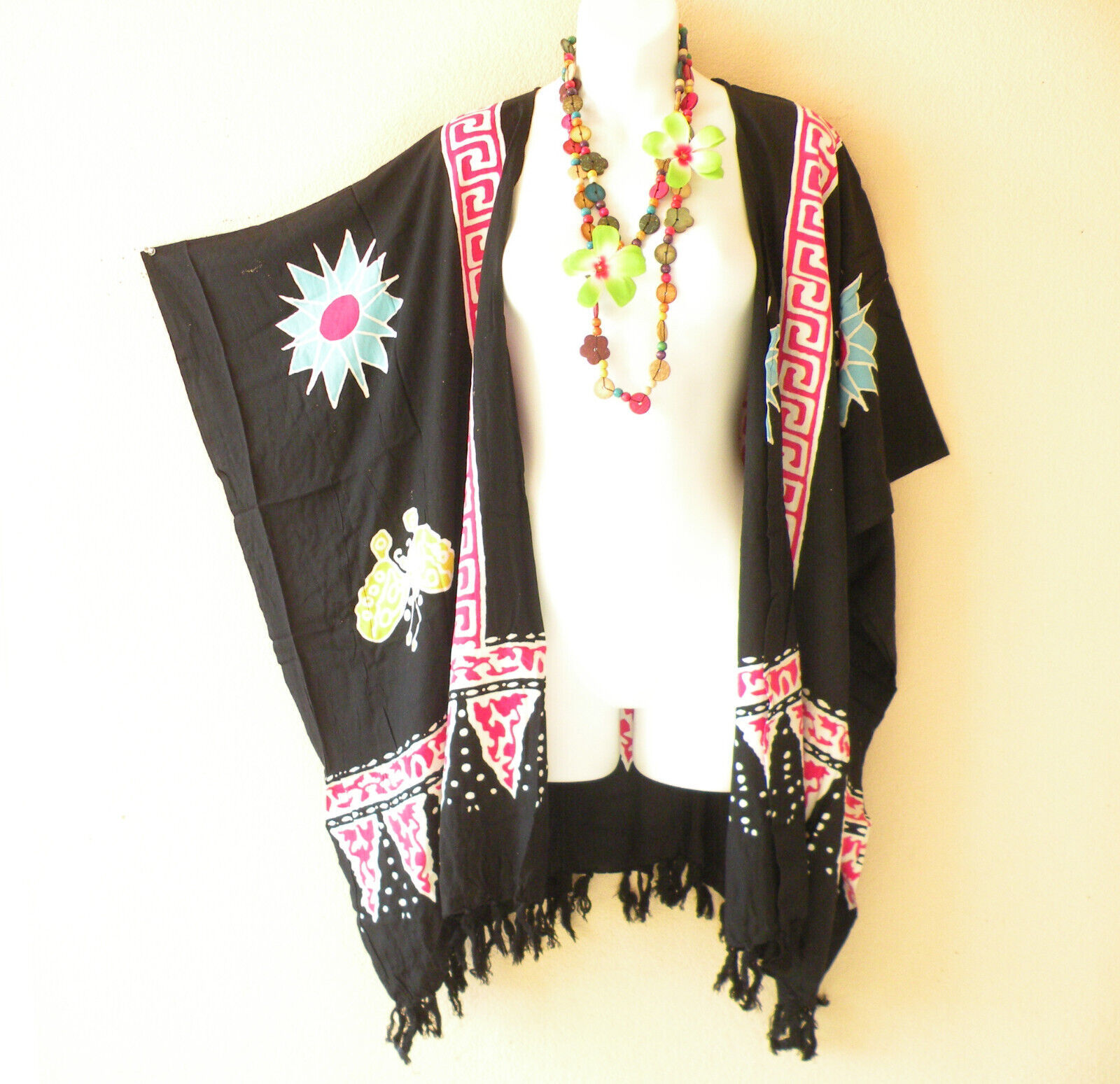 CG24 Abstract Women Rayon Batik Plus Cover Up Open Duster Cardigan - up ... - $24.90