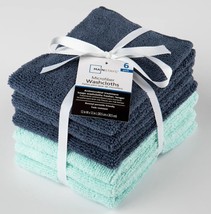 Mainstays 6-Pack Microfiber Washcloths, Benzoyl Peroxide Resistant, Mint &amp; Blue - £6.25 GBP